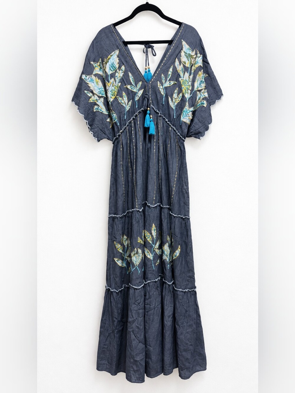 POL Embroidered Boho Maxi Dress – Size Large